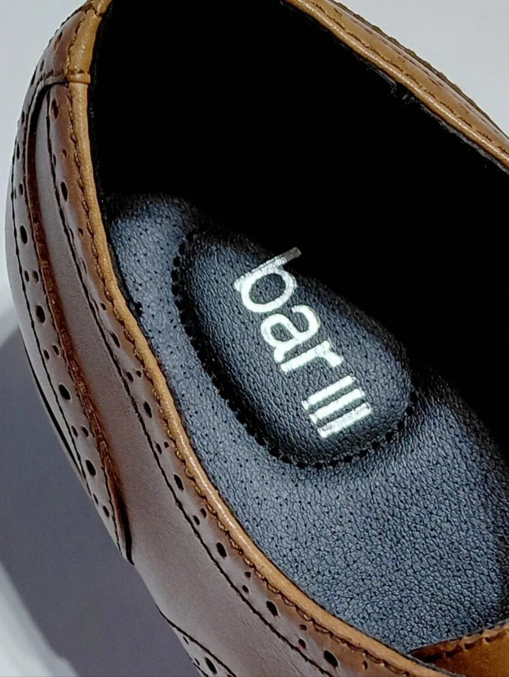 BAR III Men's Parker  Leather  Cap-Toe Brown Lace-Up Dress Shoes Size 10.5M